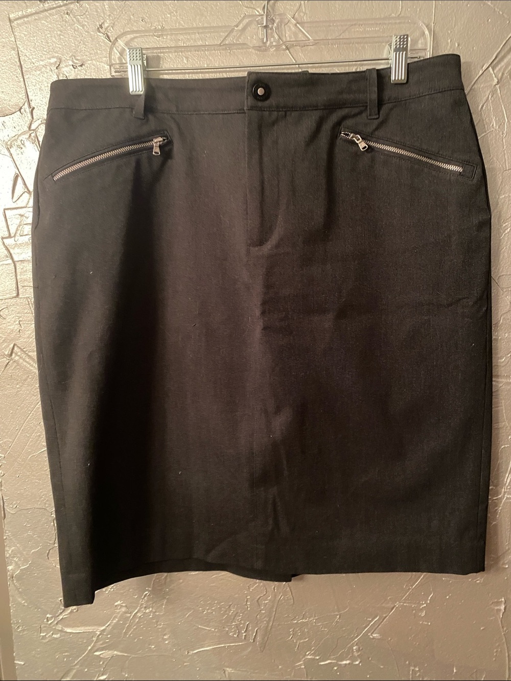 Lauren Ralph Lauren Charcoal Stretch Pencil Skirt with Zip Pockets